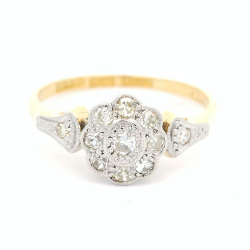 Antique Diamond Daisy Ring in 18ct Gold & Platinum