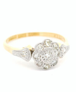 Antique Diamond Daisy Ring in 18ct Gold & Platinum