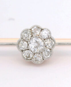 15ct Gold Diamond Daisy Cluster Brooch pre 1932