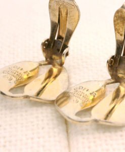 Vintage David Andersen Sterling Silver & White Enamel Leaf Earrings – Designed by Willy Winnaess (1950s-60s)