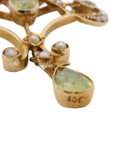 Antique 15ct Gold Peridot and Pearl Pendant