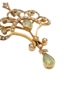 Antique 15ct Gold Peridot and Pearl Pendant