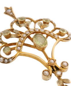 Antique 15ct Gold Peridot and Pearl Pendant