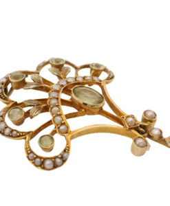 Antique 15ct Gold Peridot and Pearl Pendant