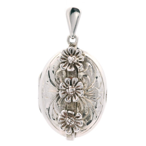 Vintage Sterling Silver Oval Daisy Locket