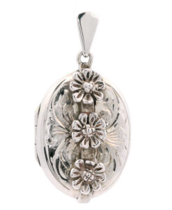 Vintage Sterling Silver Oval Daisy Locket