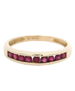 Vintage 9ct Yellow Gold Ruby Band Ring