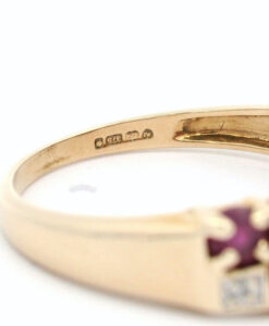 9ct Yellow Gold Diamond and Ruby Cluster Band Ring