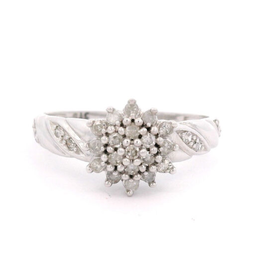 9ct White Gold Diamond Cluster Ring 0.25ct