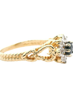 9ct Gold Diamond and Sapphire Cluster Ring