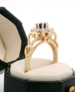 9ct Gold Diamond and Sapphire Cluster Ring