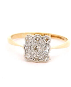 Gold & Platinum Diamond Square Cluster Ring