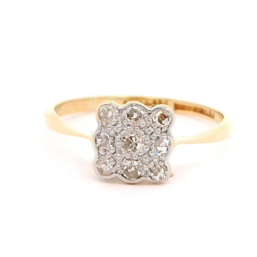 Gold & Platinum Diamond Square Cluster Ring