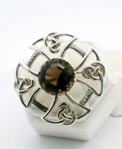 Vintage Scottish Celtic Brooch – Smokey Quartz & Sterling Silver (Edinburgh 1962)