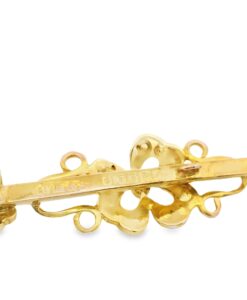 Antique 9ct Gold Pearl Shamrock Brooch dated 1913