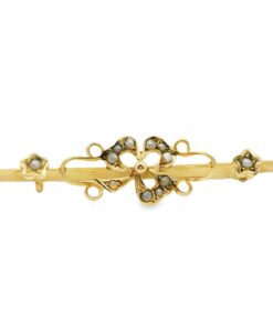 Antique 9ct Gold Pearl Shamrock Brooch dated 1913