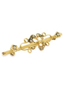 Antique 9ct Gold Pearl Shamrock Brooch dated 1913