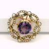 Antique 9ct Gold Amethyst and Pearl Cluster Brooch