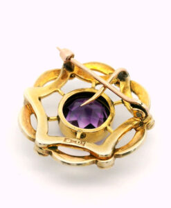 Antique 9ct Gold Amethyst and Pearl Cluster Brooch