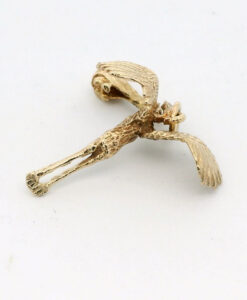 Vintage Gold Stork and Baby Charm