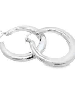 Plain Sterling Silver Creole 34mm Hoop Earrings