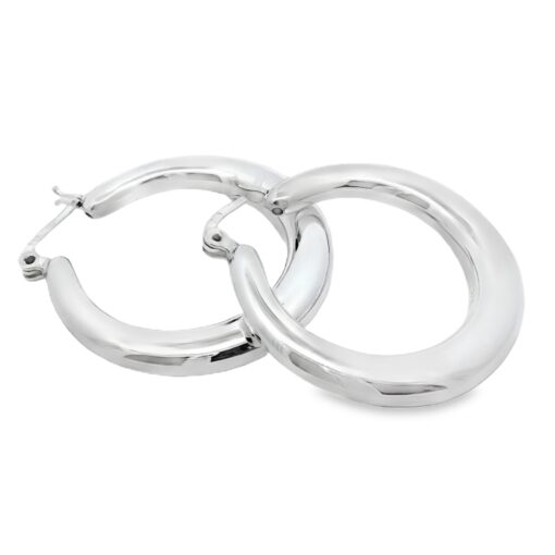 Plain Sterling Silver Creole 34mm Hoop Earrings