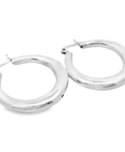 Plain Sterling Silver Creole 34mm Hoop Earrings