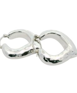 Textured Sterling Silver Heart Hoop Earrings 28mm