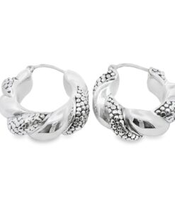 Sterling Silver Dotty Creole Hoop Earrings