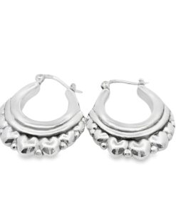 Sterling Silver Heart Creole Hoop Earrings