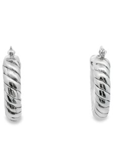 Sterling Silver Rope Effect Hoop Earrings 28mm