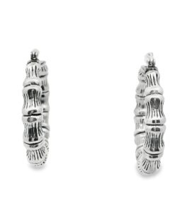 Sterling Silver Bamboo Hoop Earrings 38mm