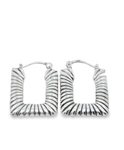 Sterling Silver Rope Oblong Creole Earrings