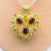 Exquisite 18ct Gold Garnet, Pearl and Turquoise Heart Locket