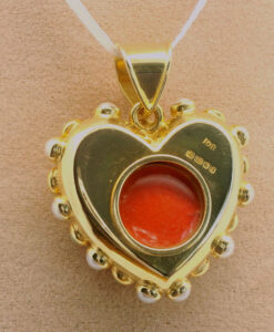 Exquisite 18ct Gold Garnet, Pearl and Turquoise Heart Locket