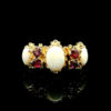 Vintage 9ct Yellow Gold Opal and Ruby Ring dated 1976
