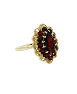 Vintage 9ct Gold Garnet Cluster Ring dated 2000