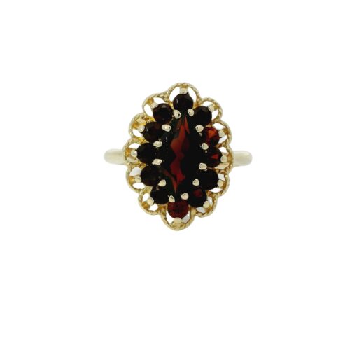 Vintage 9ct Gold Garnet Cluster Ring dated 2000