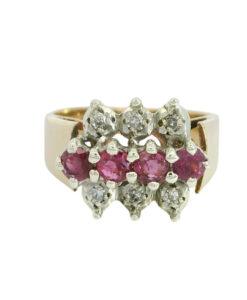 Vintage 9ct Gold Diamond and Ruby Ring