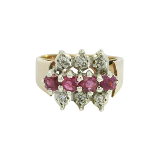 Vintage 9ct Gold Diamond and Ruby Ring