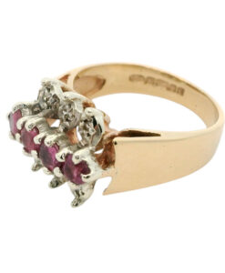 Vintage 9ct Gold Diamond and Ruby Ring