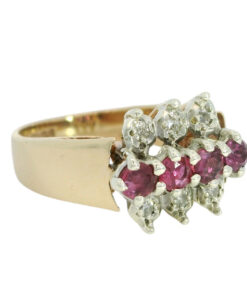 Vintage 9ct Gold Diamond and Ruby Ring
