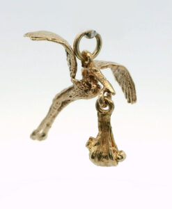 Vintage Gold Stork and Baby Charm