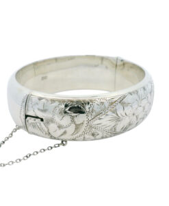 Vintage Sterling Silver Engraved Bangle