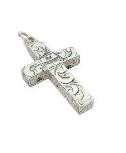 SOLID Sterling Silver Engraved Cross