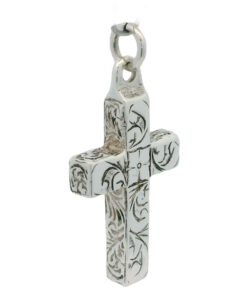 SOLID Sterling Silver Engraved Cross