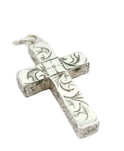 SOLID Sterling Silver Engraved Cross
