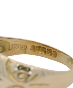 Antique 9ct Rose Gold Three Stone Diamond Gypsy Ring dated 1909