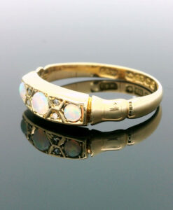 Antique 18ct Gold Diamond and Opal Ring