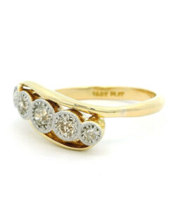 Antique 18ct Gold and Platinum Five-Stone Diamond Ring